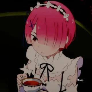 🍓 Ram Re:Zero Anime, Ram, Re:Zero, Maid, Carino, Capelli rosa telegram sticker
