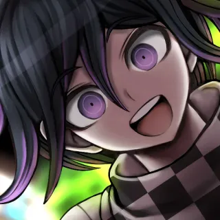 😁 Kokichi Oma Danganronpa аниме, персонаж, улыбается, портрет, фиолетовые глаза telegram sticker