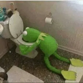 🤢 Kermit kermit la grenouille, malade, toilette, drôle, mème, marionnette, muppet telegram sticker