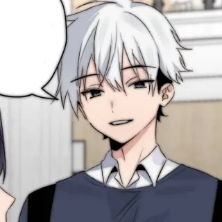 🥛 anime, manga, boy, white hair, smiling, cartoon, male whatsapp sticker