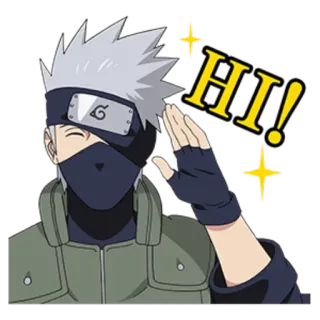🙋 Kakashi Hatake Naruto HI! Какаши, Наруто, Аниме, Привет, Приветствие telegram sticker