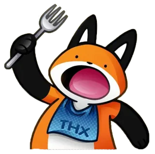 😋 THX zorro, animal, dibujos animados, gracias, gracias, comiendo telegram sticker