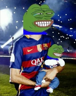 😂 Pepe the Frog QATAR Пепе, лягушка, мем, Барселона, футбол telegram sticker