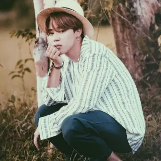 🤔 Jimin kpop, cantante, bts, persona, retrato, sombrero telegram sticker