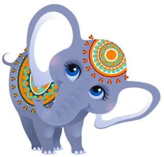 😊 elefante, animale, carino, cartone animato, illustrazione telegram sticker