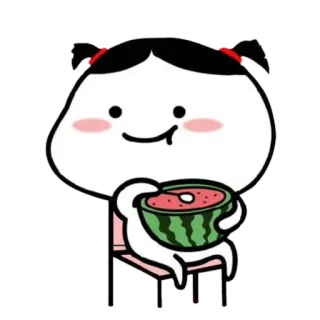 🪃 hoạt hình, dễ thương, dưa hấu, cô gái, ghế, kawaii telegram sticker