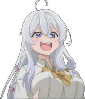 😺 Anime, Charakter, Mädchen, Weißes Haar, Fröhlich telegram sticker