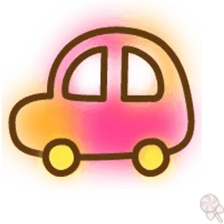 🍥 auto, veicolo, trasporto, cartone animato, rosa, giallo, disegno, icona telegram sticker