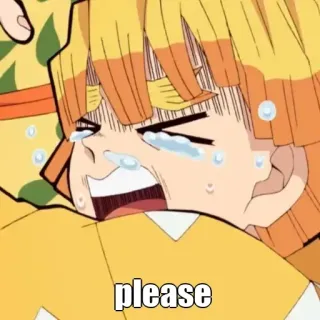🙂 please Anime, Menangis, Sedih, Memohon, Zenitsu telegram sticker