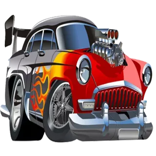 😔 Хот род, Автомобиль, Транспорт, Пламя, Авто, Ретро автомобиль telegram sticker