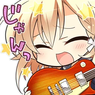 ⚪️ じゃん อนิเมะ, กีตาร์, น่ารัก, การ์ตูน, เพลง telegram sticker