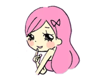 🙂 Cartoon, Mädchen, Rosa Haare, Süß, Anime telegram sticker