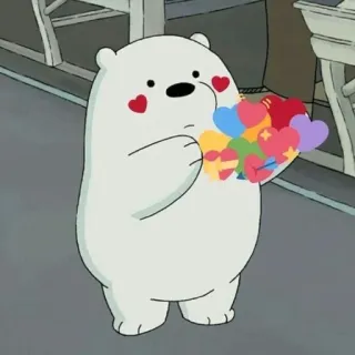 💗 Ice Bear We Bare Bears Cartoon, Bär, Süß, Herzen, Liebe, Animation whatsapp sticker