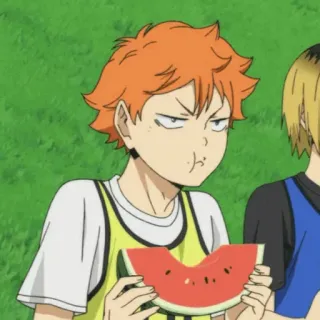 🥞 Hinata Haikyuu!! Anime, Haikyuu, Hinata, Melancia, Comendo, Desenho animado, Mangá telegram sticker