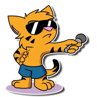 😎 gato, desenho animado, óculos de sol, microfone telegram sticker