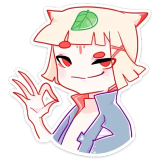 👌 personaggio, carino, adesivo, anime, kawaii, foglia whatsapp sticker