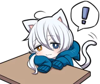 ❗ kot, anime, manga, kawaii, słodki, naklejka, chibi telegram sticker