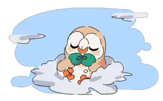 😇 Rowlet pokemon, rowlet, hibou, mignon, endormi, nuages telegram sticker