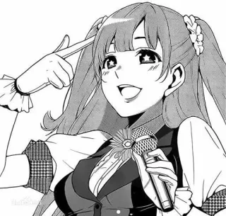 🌟 Chica anime, Micrófono, Ídolo, Estilo manga, Retrato whatsapp sticker