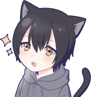😮 Anime, Chico gato, Lindo, Kawaii, Manga, Pegatina telegram sticker