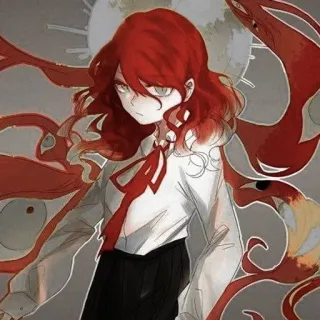 🧷 garota anime, cabelo ruivo, personagem, ilustração whatsapp sticker