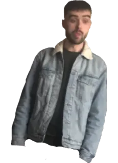 😜 hombre, persona, chaqueta vaquera, barba, casual, retrato telegram sticker