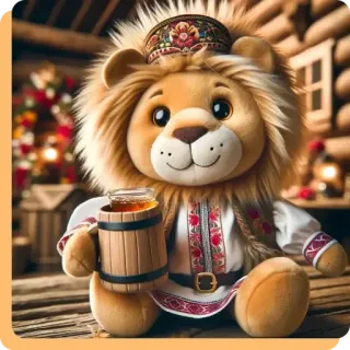 😊 lew, pluszak, miś, słoik, rosyjski, słowiański, domek z bali whatsapp sticker