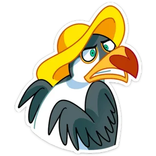 😬 bird, cartoon, hat, cute, avian, animal telegram sticker