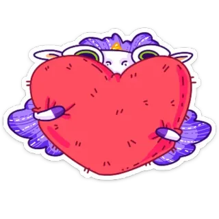 ❤️ kỳ lân, trái tim, tình yêu, dễ thương, tím, động vật, giả tưởng, kawaii telegram sticker