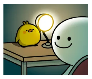🤓 Dessin animé, Bureau, Lampe, Poulet, Illustration, Mignon, Kawaii whatsapp sticker