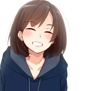 😁 anime, kreskówka, dziewczyna, uśmiechnięta, szczęśliwa telegram sticker