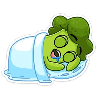😴 브로콜리, 만화, 슬픈, 우는, 자는, 채소 telegram sticker