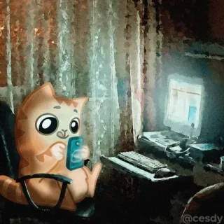 📱 猫, 动物, 手机, 电脑, 互联网, 科技 telegram sticker