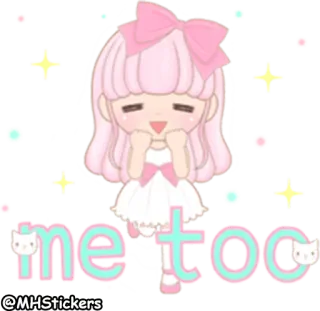 ✌️ me too carino, kawaii, pastello, adesivo, cartone animato, animato telegram sticker