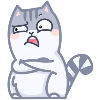 🤦‍♂️ gato, fofo, bravo, desenho animado, animal, ilustração telegram sticker