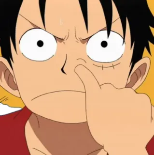 😕 Monkey D. Luffy One Piece 애니메이션, 만화, 몽키 D. 루피, 원피스, 웃긴, 바보 같은 telegram sticker