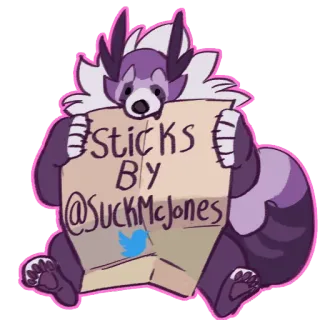 👾 Sticks by
@SuckMcjones adesivo, furry, antro, roxo, twitter, usuário, animal telegram sticker