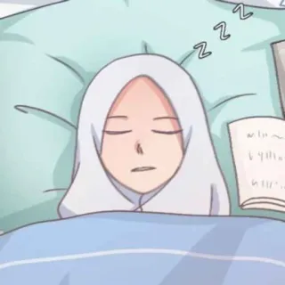 ℹ️ zzz tidur, hijab, wanita, lelap, kartun telegram sticker