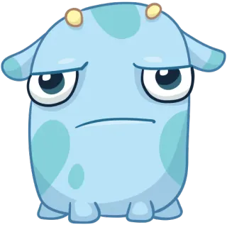 😔 monstre, bleu, triste, dessin animé, personnage, mignon, alien whatsapp sticker