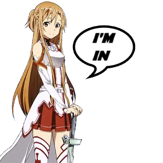 🗣 Asuna Sword Art Online I'M IN anime, sword, character, girl, fiction, in telegram sticker