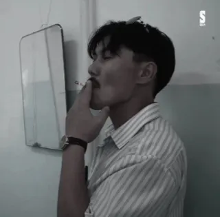 🌟 man, cigarette, smoking, person, indoors, portrait telegram sticker