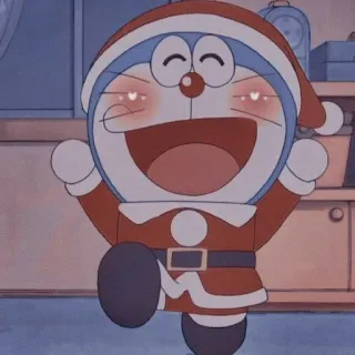 💖 Doraemon Doraemon, Natal, Papai Noel, Desenho animado, Anime, Fofo, Festivo, Feriado telegram sticker