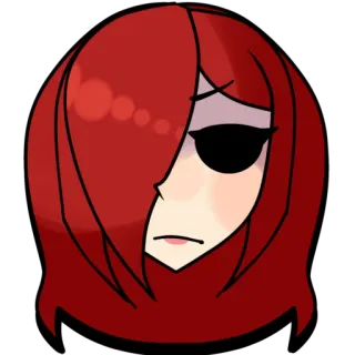 😡 cartoon, vrouw, rood haar, ooglap, verdrietig telegram sticker