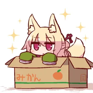 😏 みかん gato, anime, caixa, laranja, fofo, kawaii, animal telegram sticker