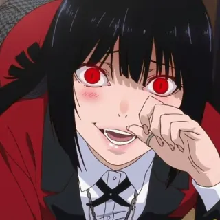 ☕️ Yumeko Jabami Kakegurui Anime, Kakegurui, Yumeko Jabami, olhos vermelhos, apostas, personagem telegram sticker