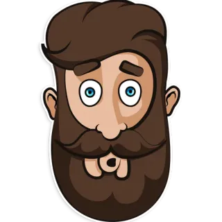 😯 Cartoon, Mann, Bart, Gesicht, Porträt whatsapp sticker