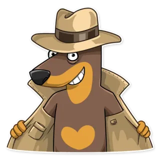 💝 dog, detective, cartoon, animal, spy, hat telegram sticker