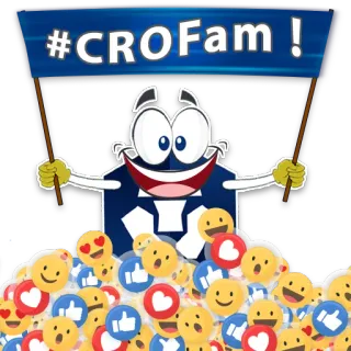 💪 #CROfam ! Hashtag, Família, Emojis, Redes sociais, Digital telegram sticker