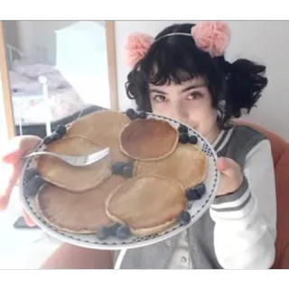 🥞 crêpes, nourriture, myrtilles, petit déjeuner, mignon, fille telegram sticker
