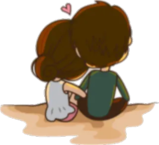 💑 cartoon, love, couple, heart whatsapp sticker
